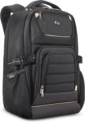 Solo New York Laptop Backpack for Women & Men - Bookbag for Travel & Work, Lightweight Carry On Bag, Expandable Compartment, Padded Straps, Fits 17.3" Computer - Arc, Black