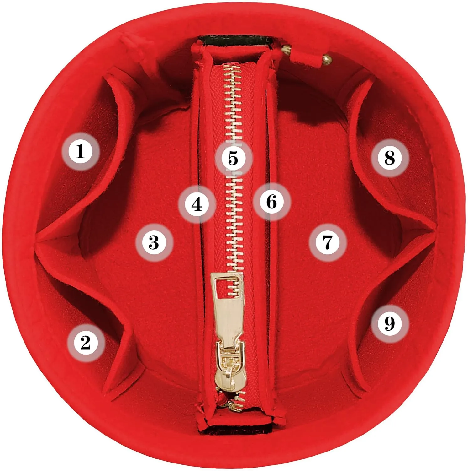 Soyizom Cylinder Bucket Bag Organizer Insert, Felt Bag Organizer with Detachable Bag and Key Chains Bag in Bag Perfect for Cannes Barrel Shape Bag Purse Insert,Red