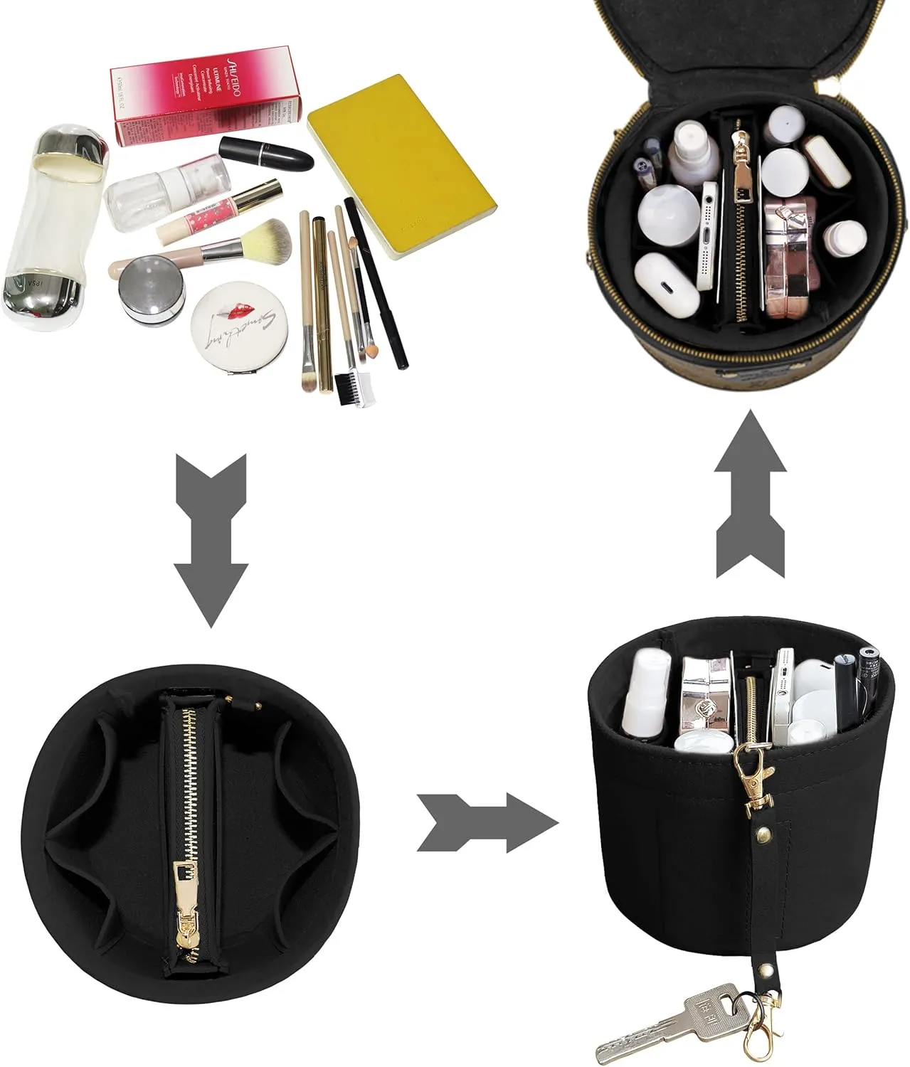 Soyizom Purse Organizer for Cannes Bag, Felt Bag Organizer Insert, Black