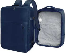 SUOCO Travel Vacuum Backpack, 60L Seal Compression Air Vac Bag Back Pack with Travel Pump, Carry On Suitcase Luggage Flight Approved for Men Women Personal Item, Navy Blue