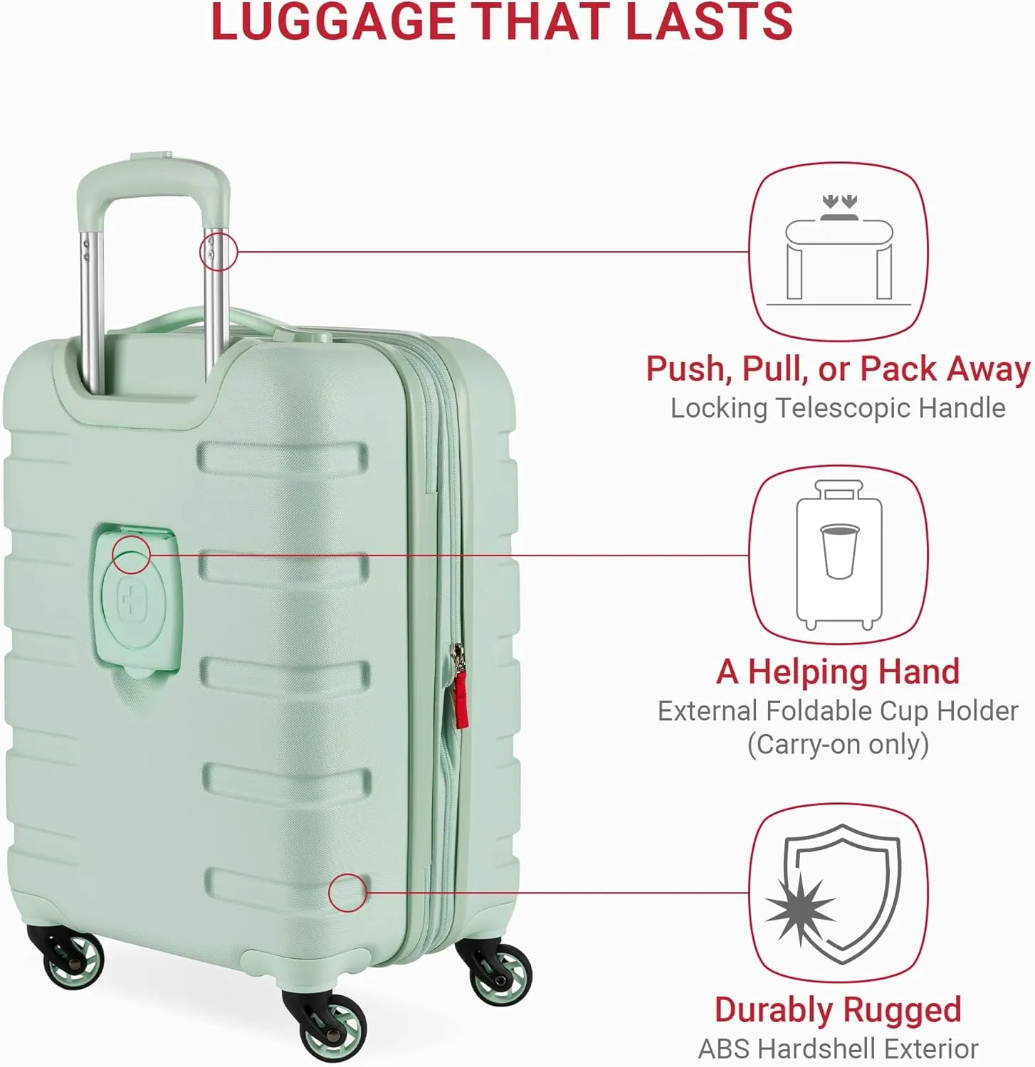 SwissGear 7366 Hardside Expandable Luggage with Spinner Wheels, Clearly Aqua, Carry-On 19-Inch