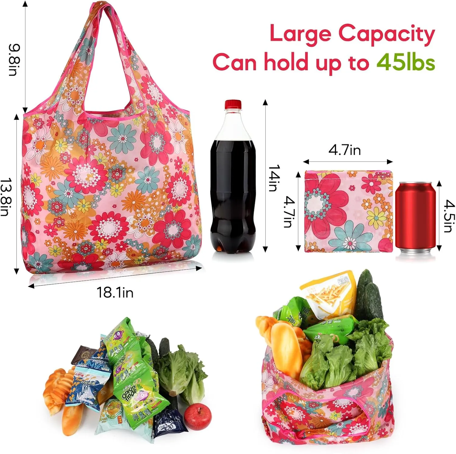 SZUAH Foldable Reusable Shopping Bags 6Pack