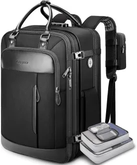 Taygeer Expandable Carry on Backpack, TSA Approved Personal Item Travel Backpack with Shoe Compartment & 2 Packing Cubes, Anti-Theft Luggage Back Pack with Lock & Phone Pouch for Men Women, Black