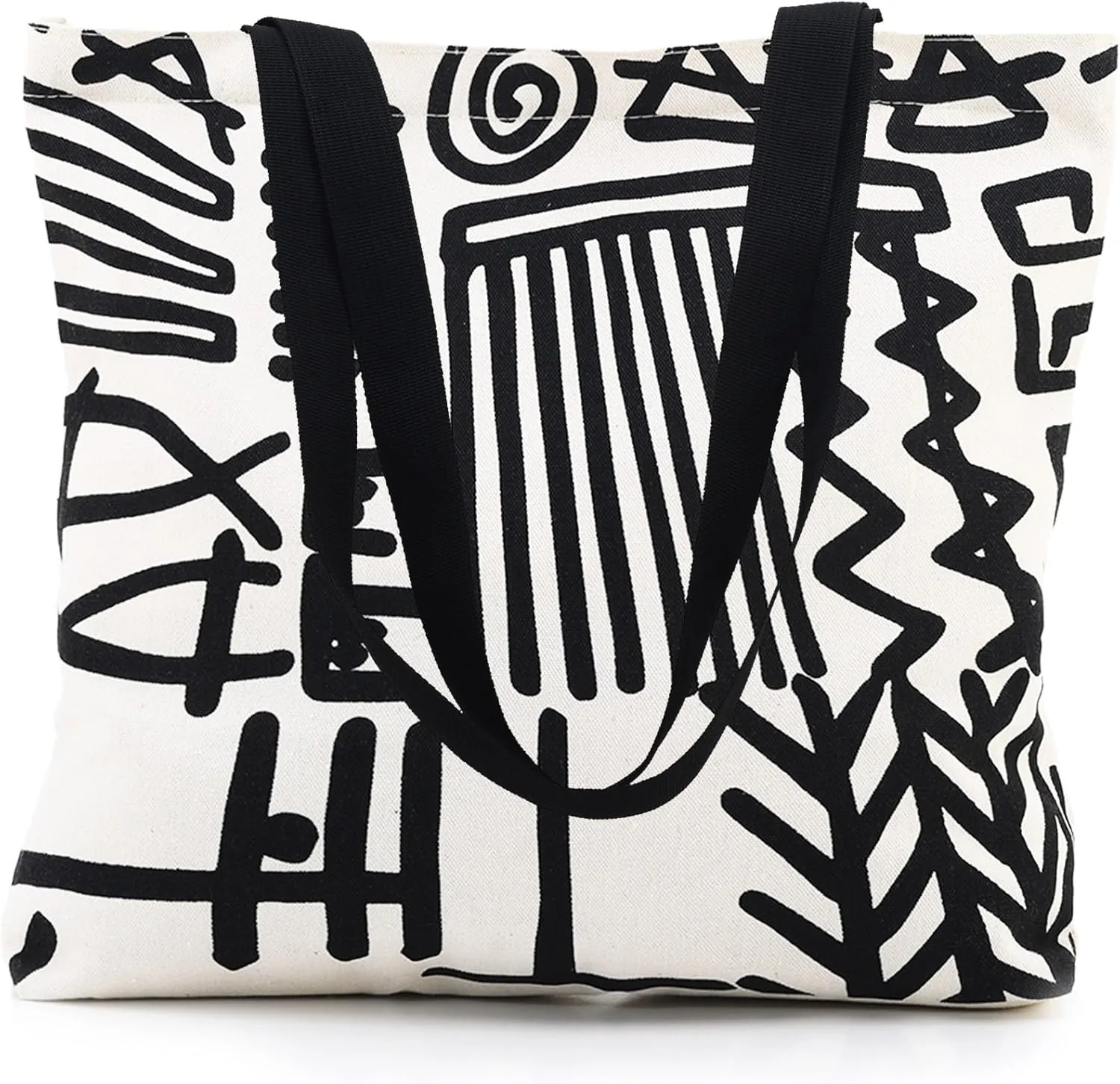Tote Bag Aesthetic Canvas Handbags with Zipper for Women Travel Shoulder Bags Purses with compartments