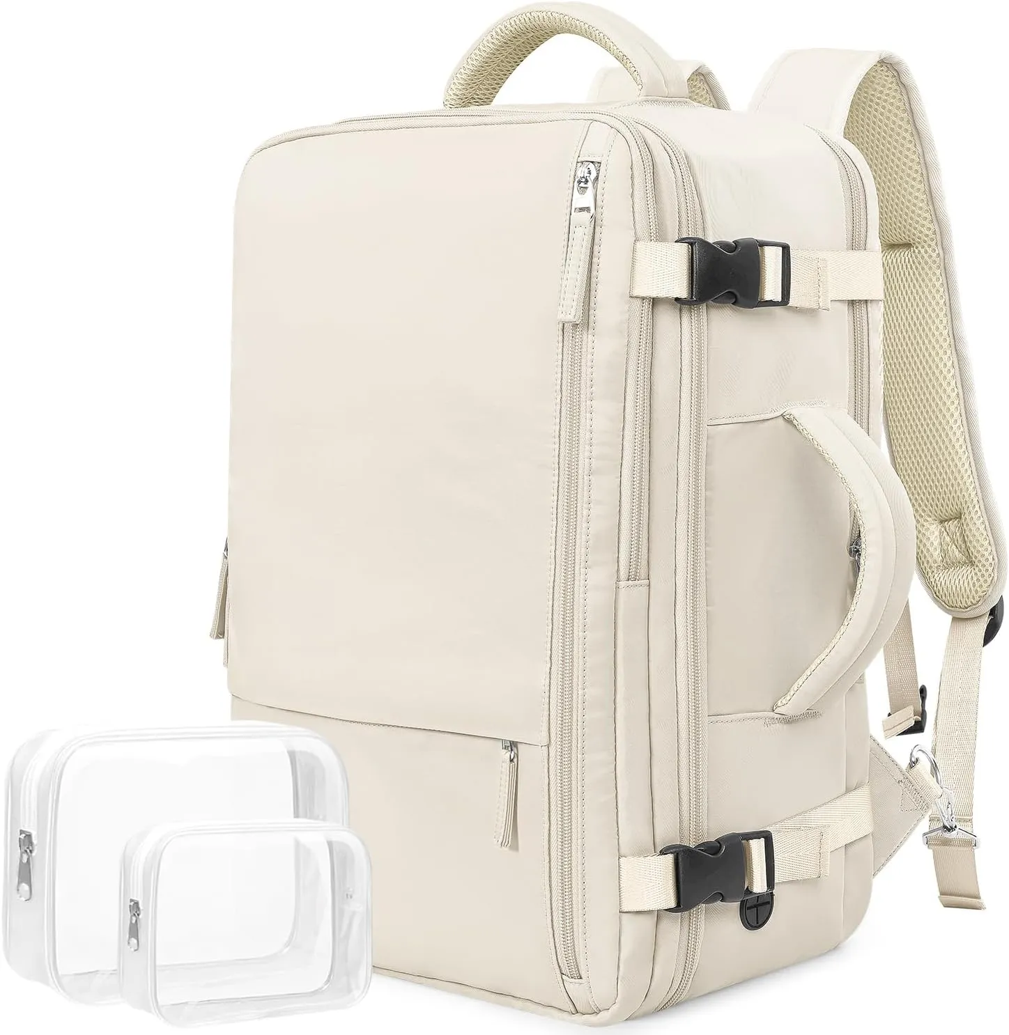 Travel Backpack for Men Women, Airline Approved Carry-on Backpack Luggage, Personal Item Backpack Bag, Large Gym Work Backpack, Beige