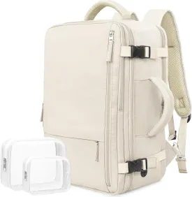 Travel Backpack for Men Women, Airline Approved Carry-on Backpack Luggage, Personal Item Backpack Bag, Large Gym Work Backpack, Beige