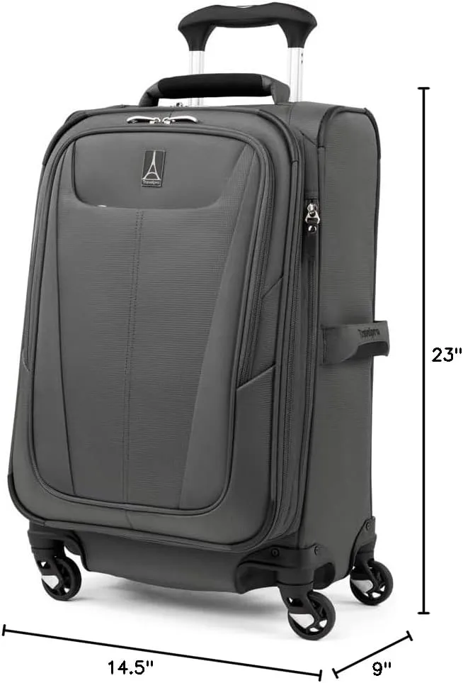 Travelpro Maxlite 5 Softside Expandable Carry on Luggage with 4 Spinner Wheels, Lightweight Suitcase, Men and Women, Shadow Grey, Carry On 21-Inch