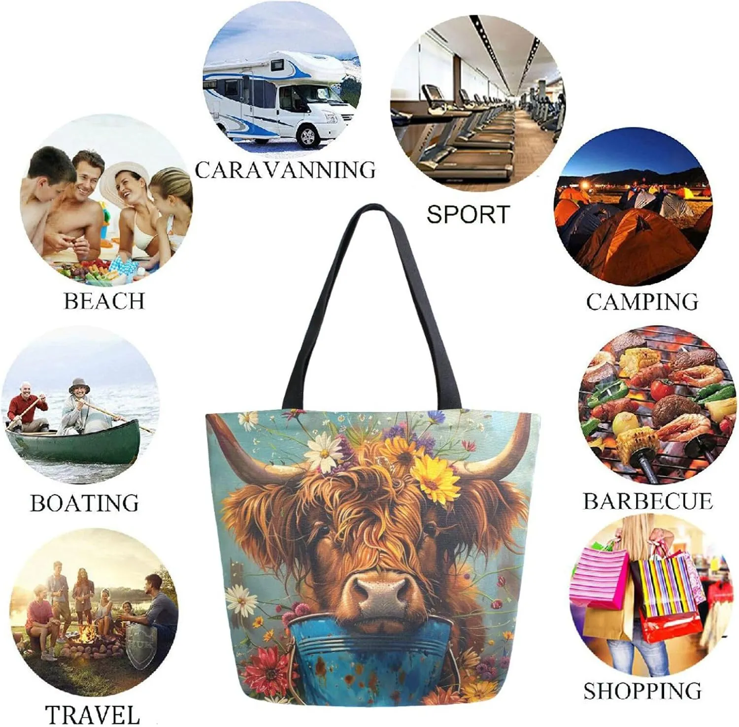 Trendy Cute Printed Pattern Extra Large Shoulder Tote Bag for Beach Travel Weekender Gym Grocery Shopping