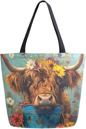 Trendy Cute Printed Pattern Extra Large Shoulder Tote Bag for Beach Travel Weekender Gym Grocery Shopping