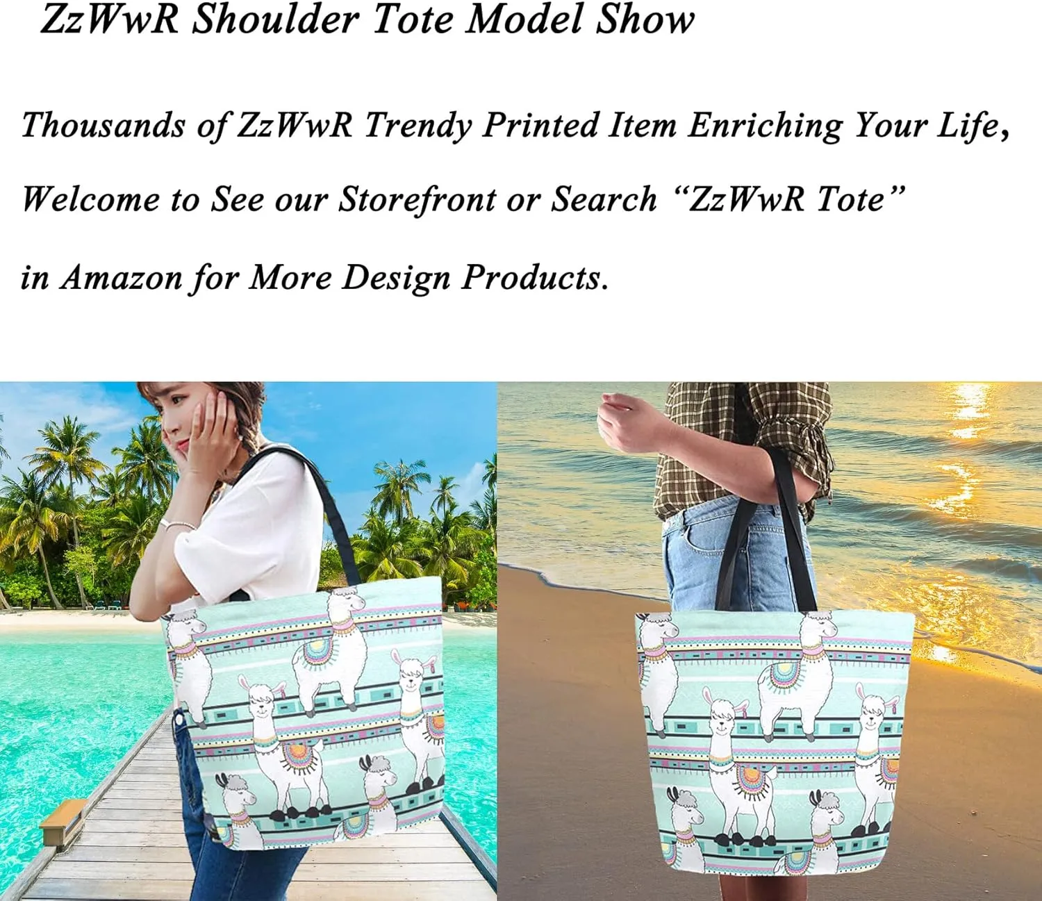 Trendy Cute Printed Pattern Extra Large Shoulder Tote Bag for Beach Travel Weekender Gym Grocery Shopping