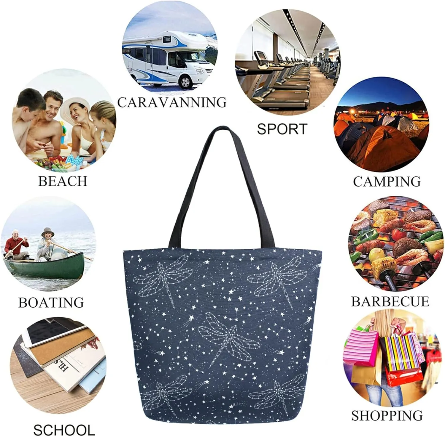 Trendy Cute Printed Pattern Extra Large Shoulder Tote Bag for Beach Travel Weekender Gym Grocery Shopping