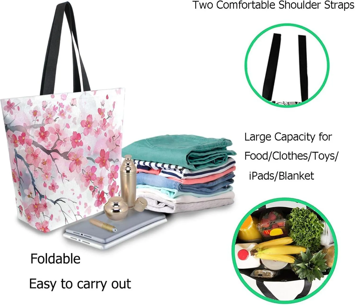 Trendy Cute Printed Pattern Extra Large Shoulder Tote Bag for Beach Travel Weekender Gym Grocery Shopping