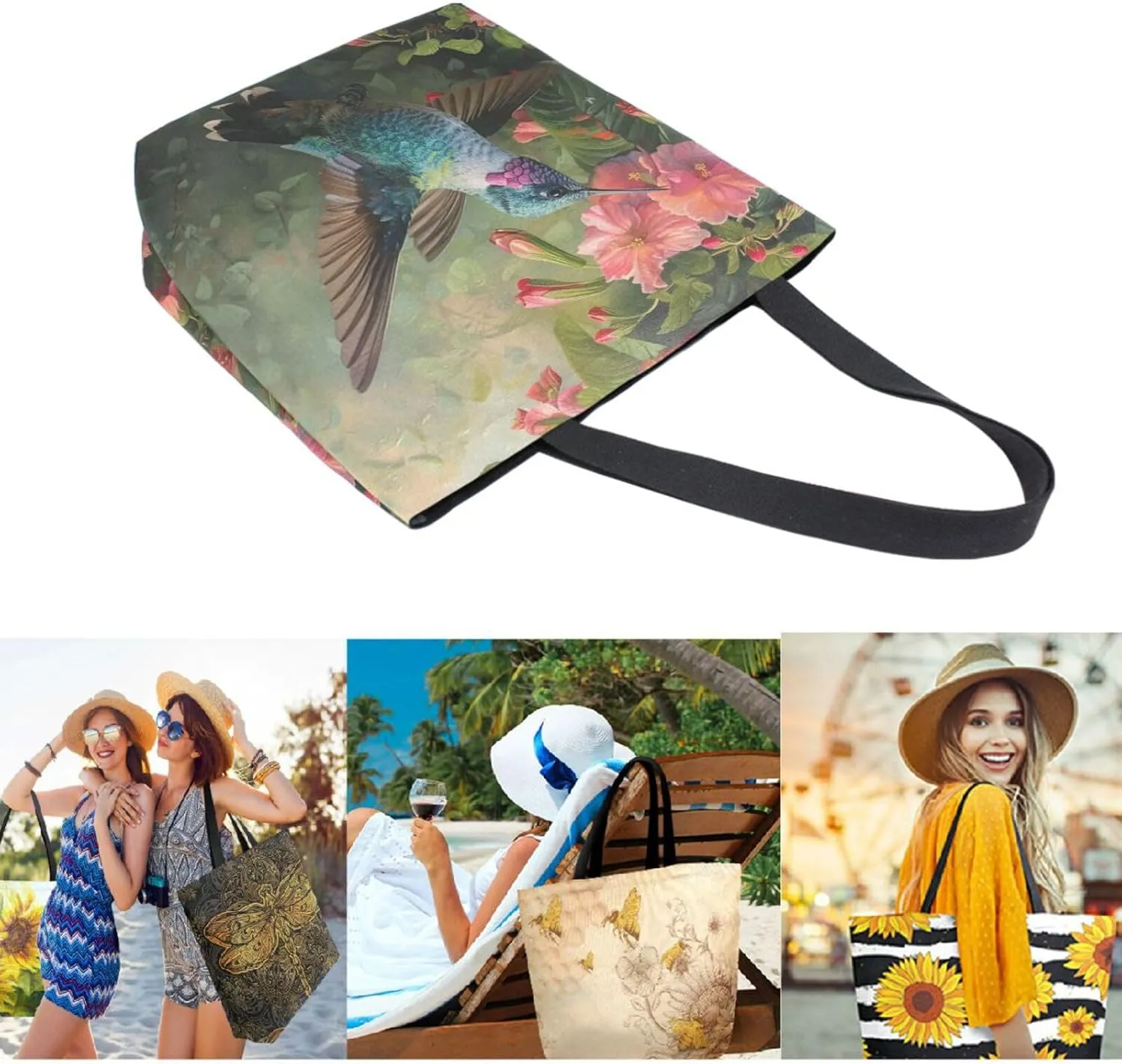 Trendy Cute Printed Pattern Extra Large Shoulder Tote Bag for Beach Travel Weekender Gym Grocery Shopping