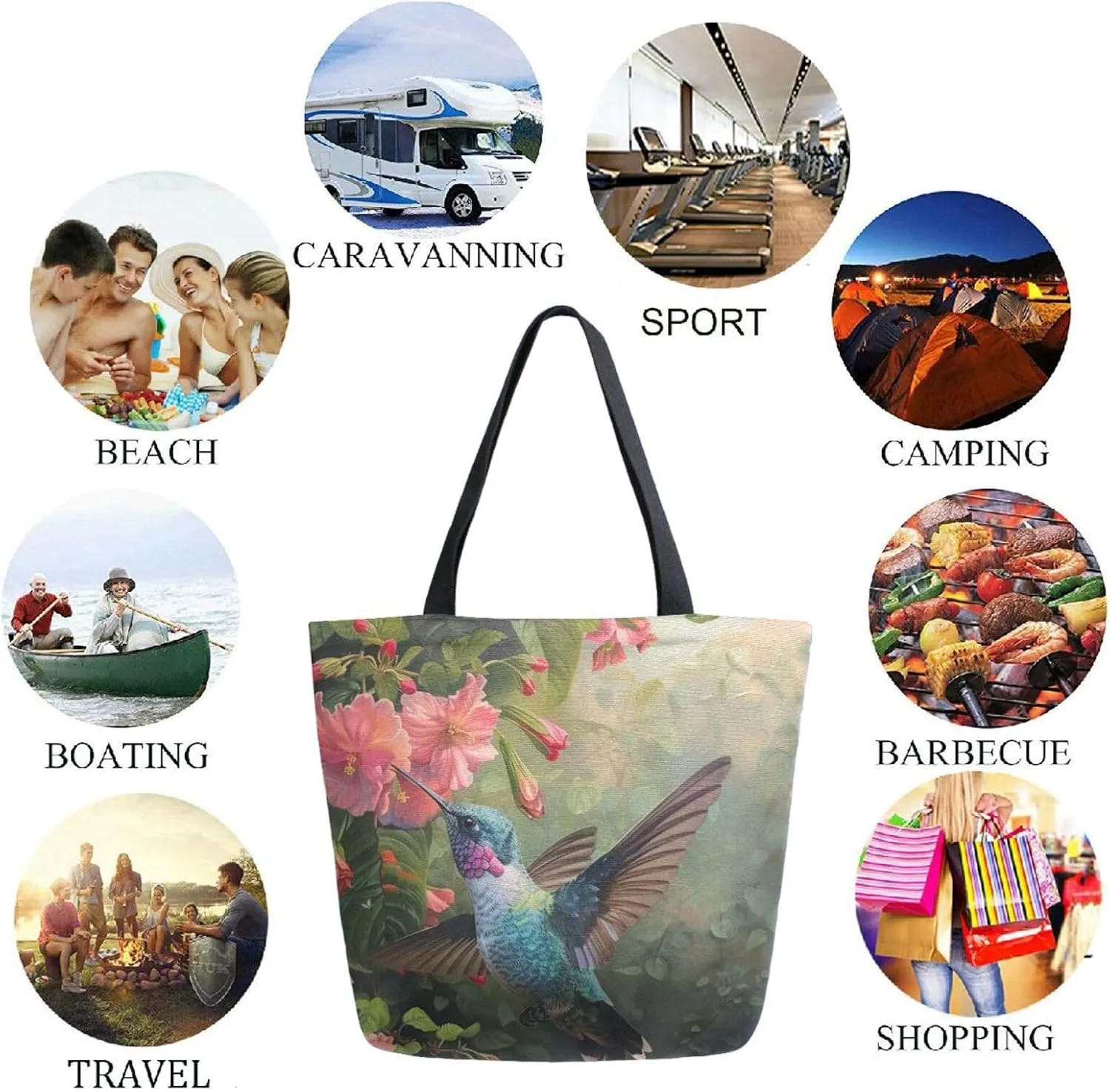 Trendy Cute Printed Pattern Extra Large Shoulder Tote Bag for Beach Travel Weekender Gym Grocery Shopping