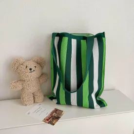 TTCAYU Knitted Shoulder Bag for Women Striped Checkered Handbag Summer Woven crochet beach Bag Purse for Shopping Travel