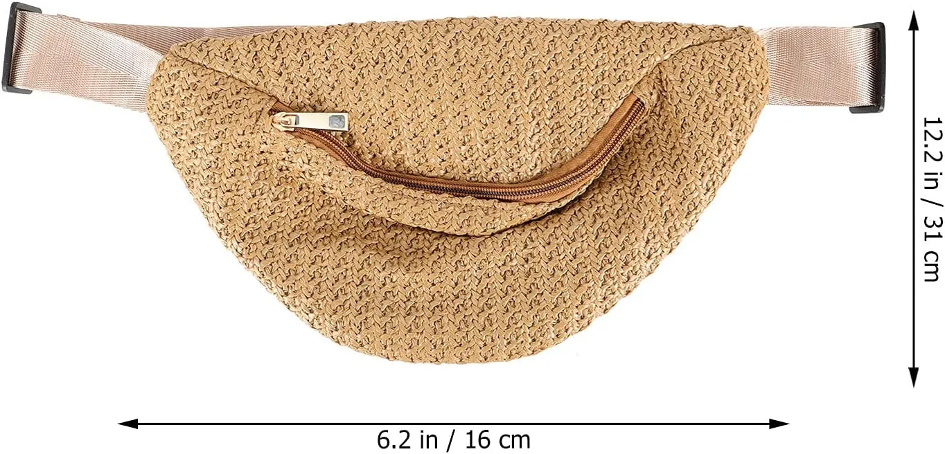 VALICLUD 1pc Imitation Straw Woven Waist Bag for Lightweight Crossbody Pouch for Keys Cards and Items for Travel Shopping and Daily Use