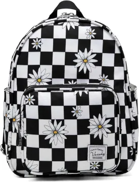 VASCHY Small Backpack for Women, Cute Mini Lightweight Nylon Travel Backpack Purse for Teen Girls Plaid Daisy