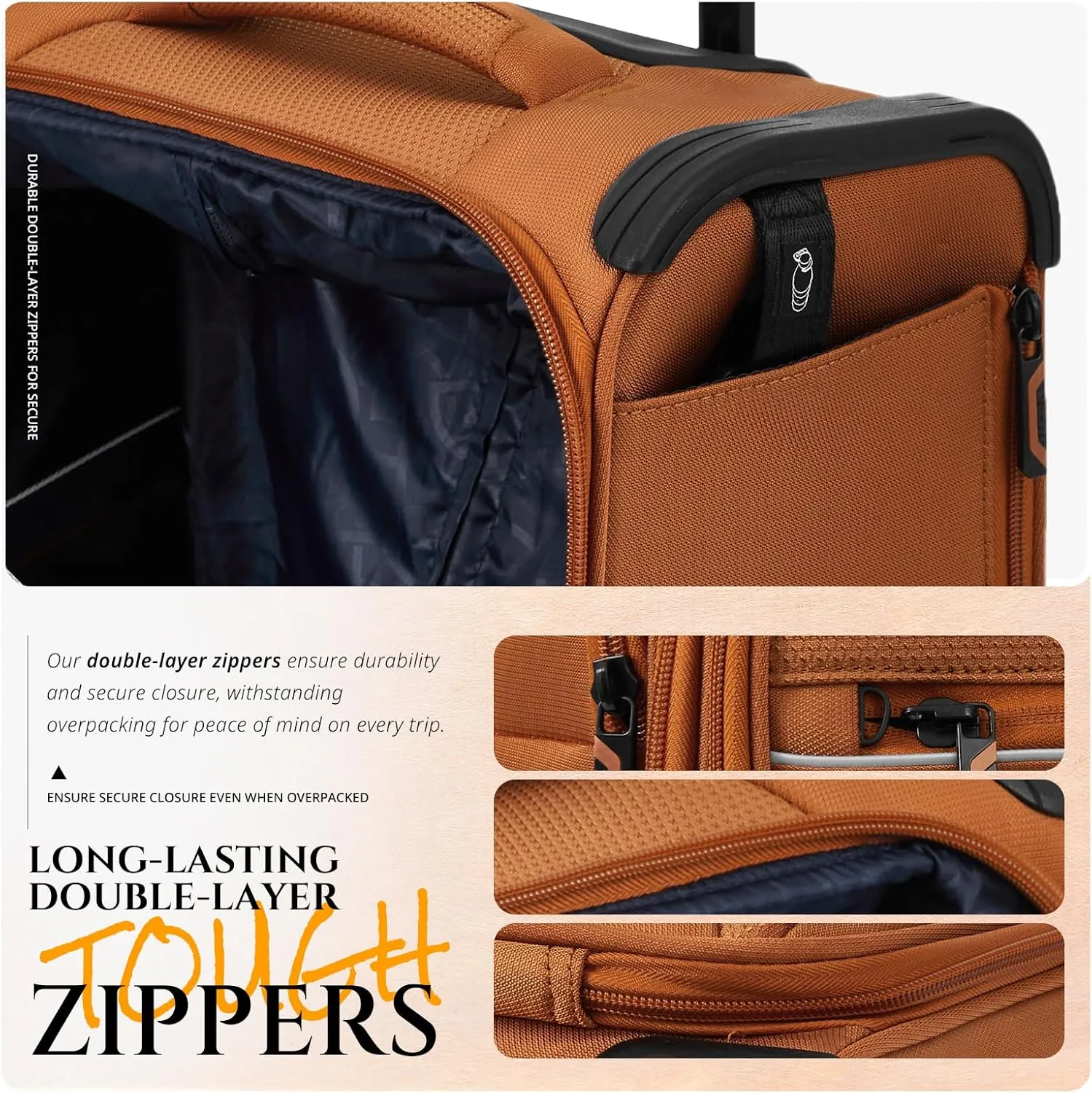 Verage Toledo Underseat Carry On Luggage 15-Inch Softside Small Suitcase with Spinner Wheels & USB Port (Orange, Carry-On 15-Inch)