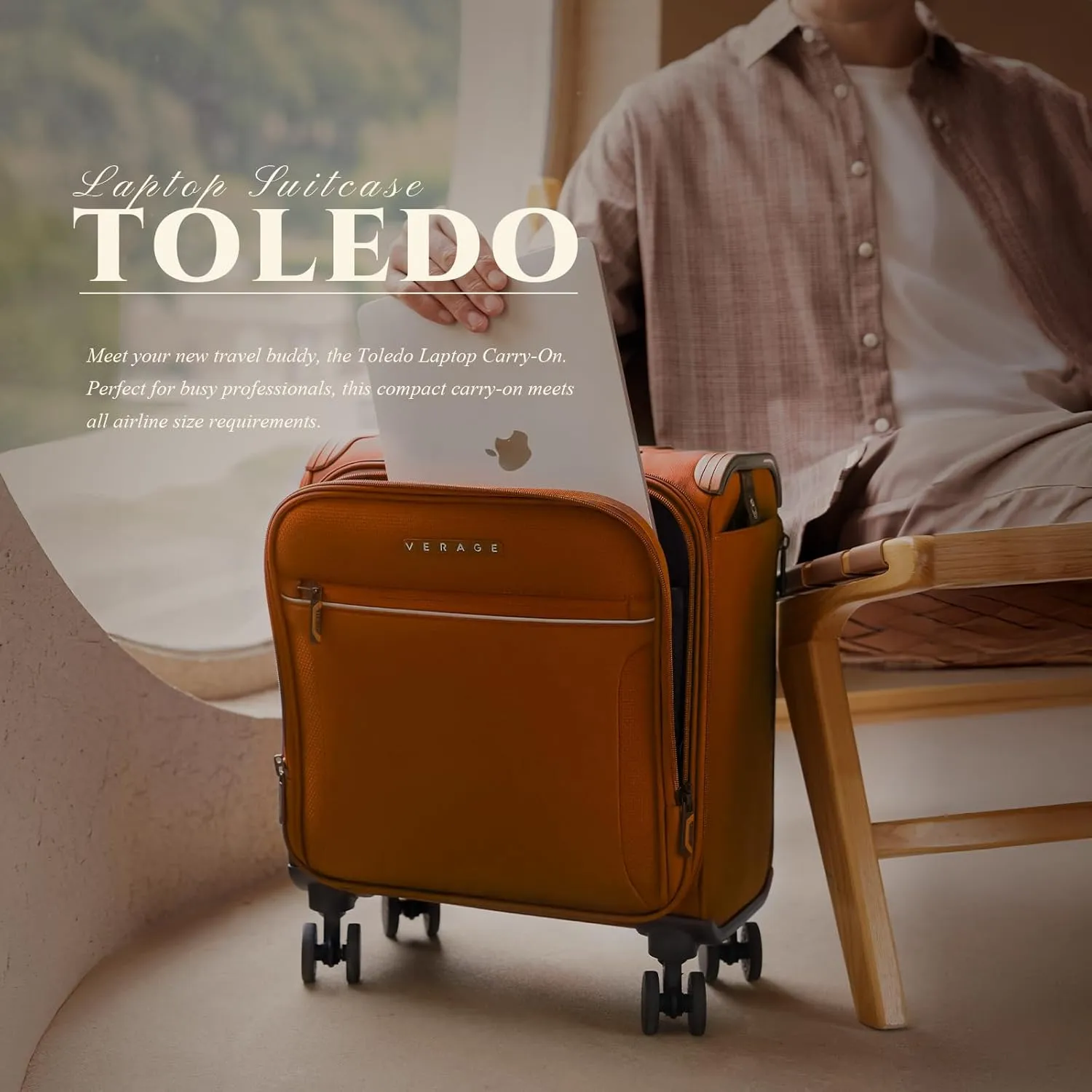Verage Toledo Underseat Carry On Luggage 15-Inch Softside Small Suitcase with Spinner Wheels & USB Port (Orange, Carry-On 15-Inch)