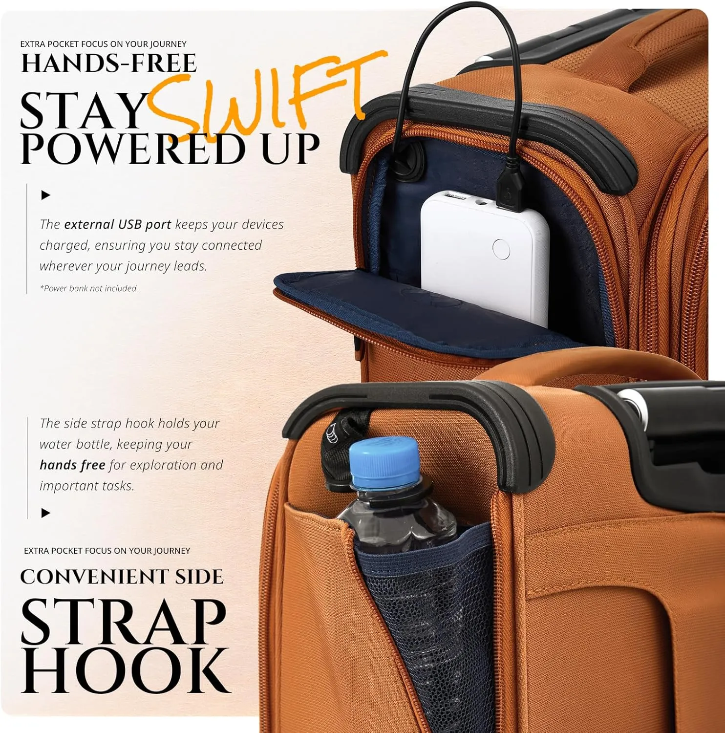 Verage Toledo Underseat Carry On Luggage 15-Inch Softside Small Suitcase with Spinner Wheels & USB Port (Orange, Carry-On 15-Inch)