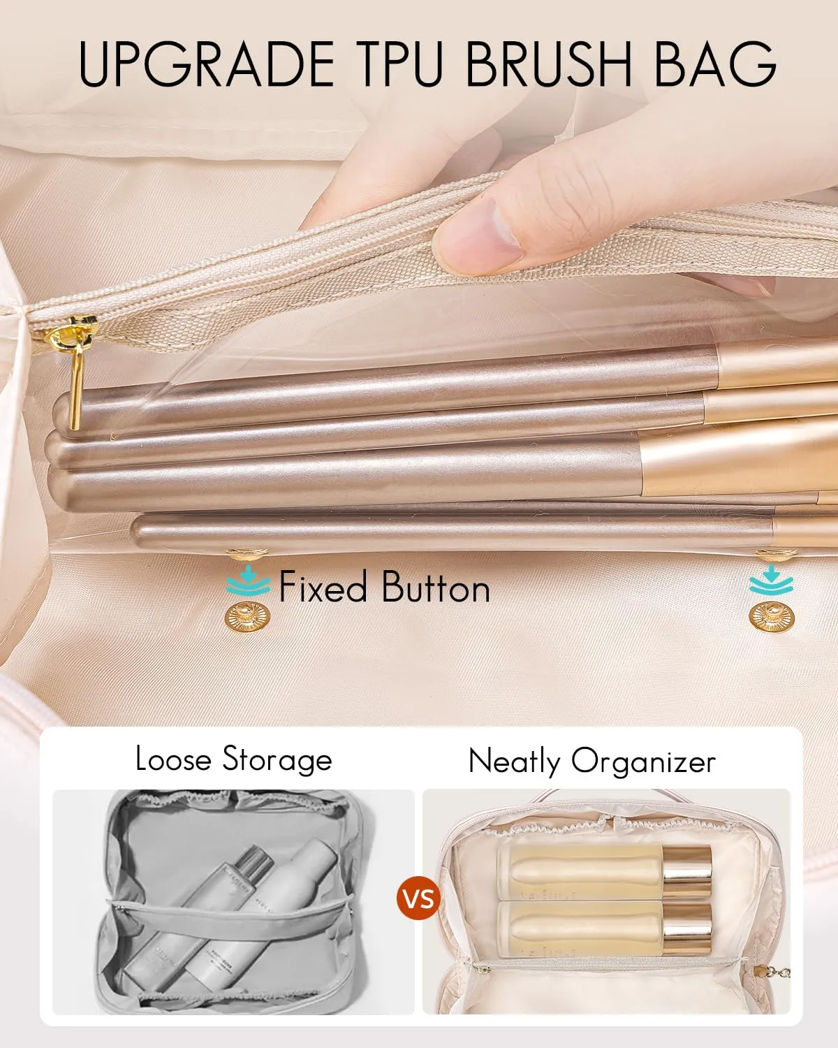 Vlando Travel Makeup Bag,Toiletry Bag for Women Waterproof Portable Makeup Organizer Bag with Divider and Handle for Travel Essentials,Gifts for Her-Pink