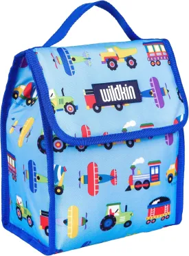 Wildkin Kids Insulated Lunch Bag  Reusable, Ideal for Hot/Cold Snacks, School & Travel - Trains, Planes and Trucks