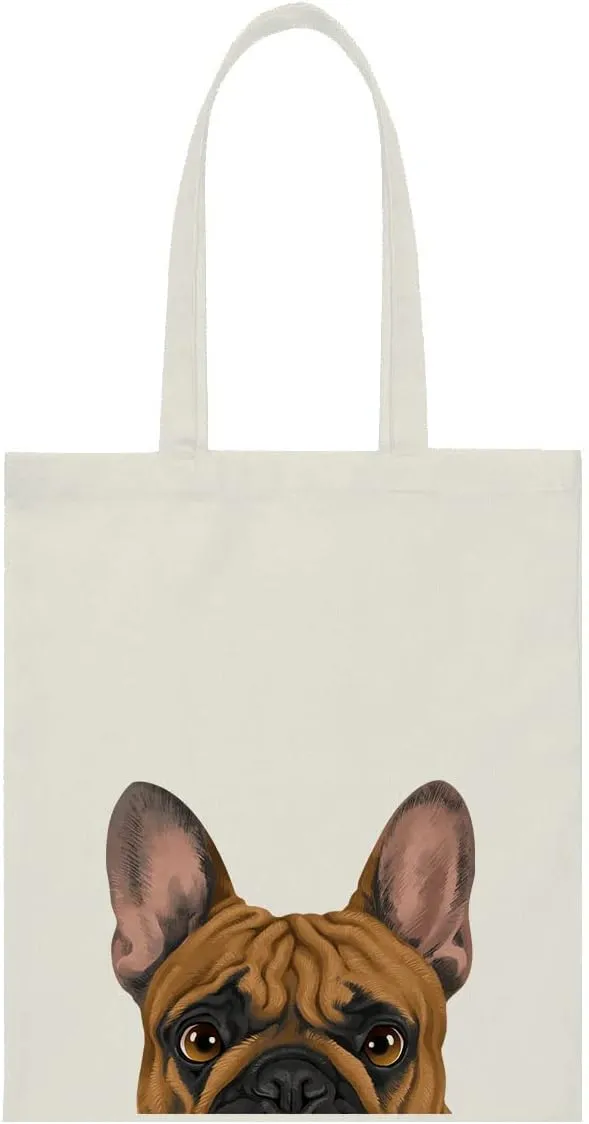 WIRESTER Reusable Canvas Tote Bag for Women Girls, Grocery Shopping Bag, Shoulder Bag, Travel Tote Bag, Cute Dog Cat