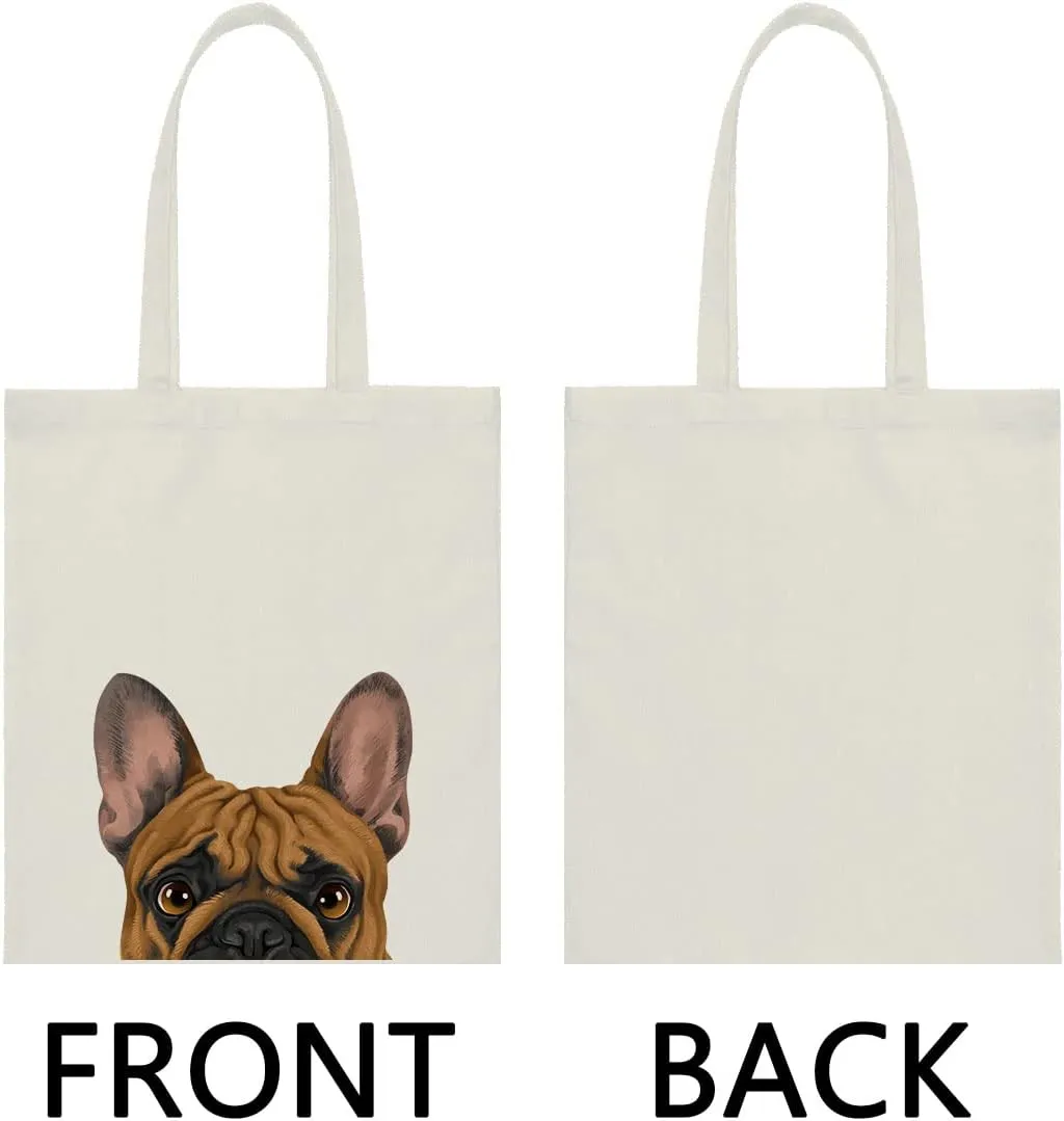 WIRESTER Reusable Canvas Tote Bag for Women Girls, Grocery Shopping Bag, Shoulder Bag, Travel Tote Bag, Cute Dog Cat