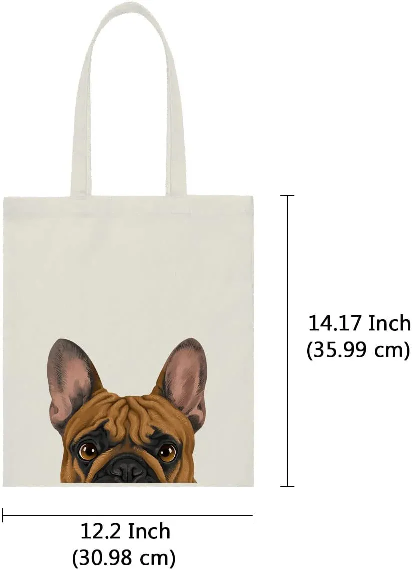 WIRESTER Reusable Canvas Tote Bag for Women Girls, Grocery Shopping Bag, Shoulder Bag, Travel Tote Bag, Cute Dog Cat