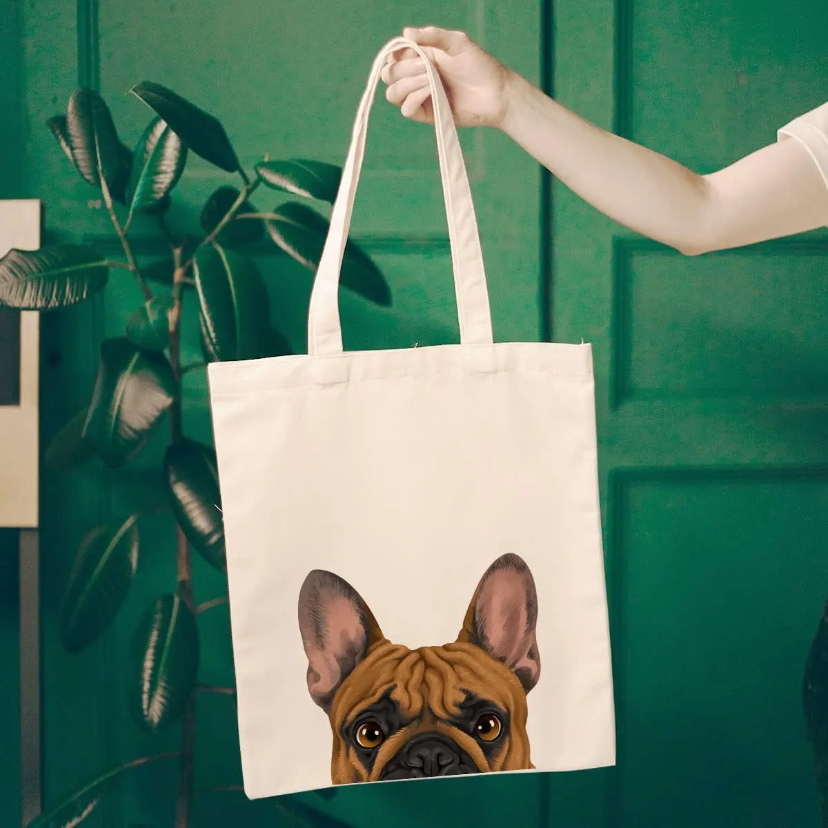WIRESTER Reusable Canvas Tote Bag for Women Girls, Grocery Shopping Bag, Shoulder Bag, Travel Tote Bag, Cute Dog Cat