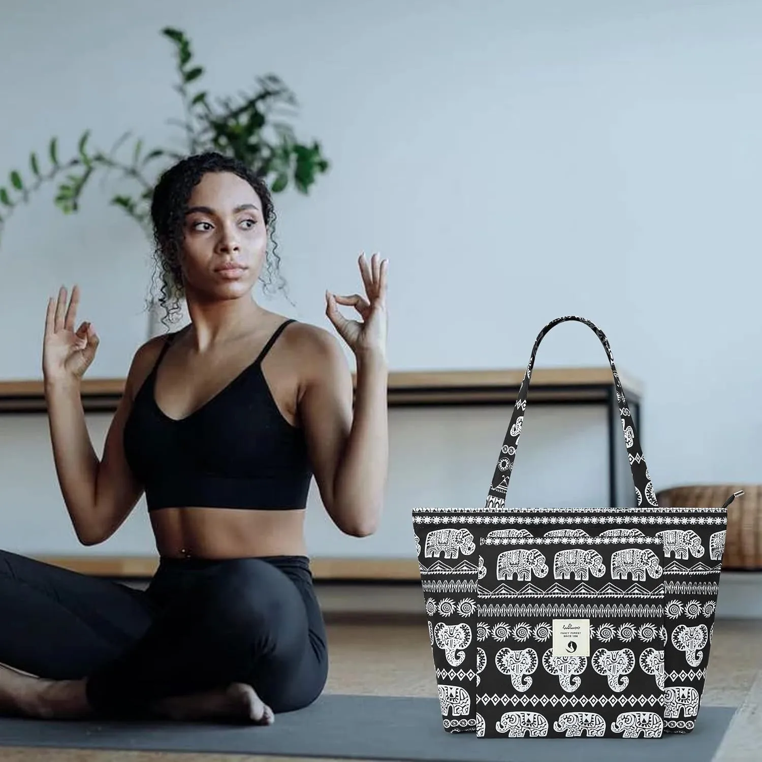 WLLWOO WLLWOO Yoga Bags for Women with Yoga Mats Bags Carrier Carryall Canvas Tote for Pilates Shoulder for Travel Office Beach Workout