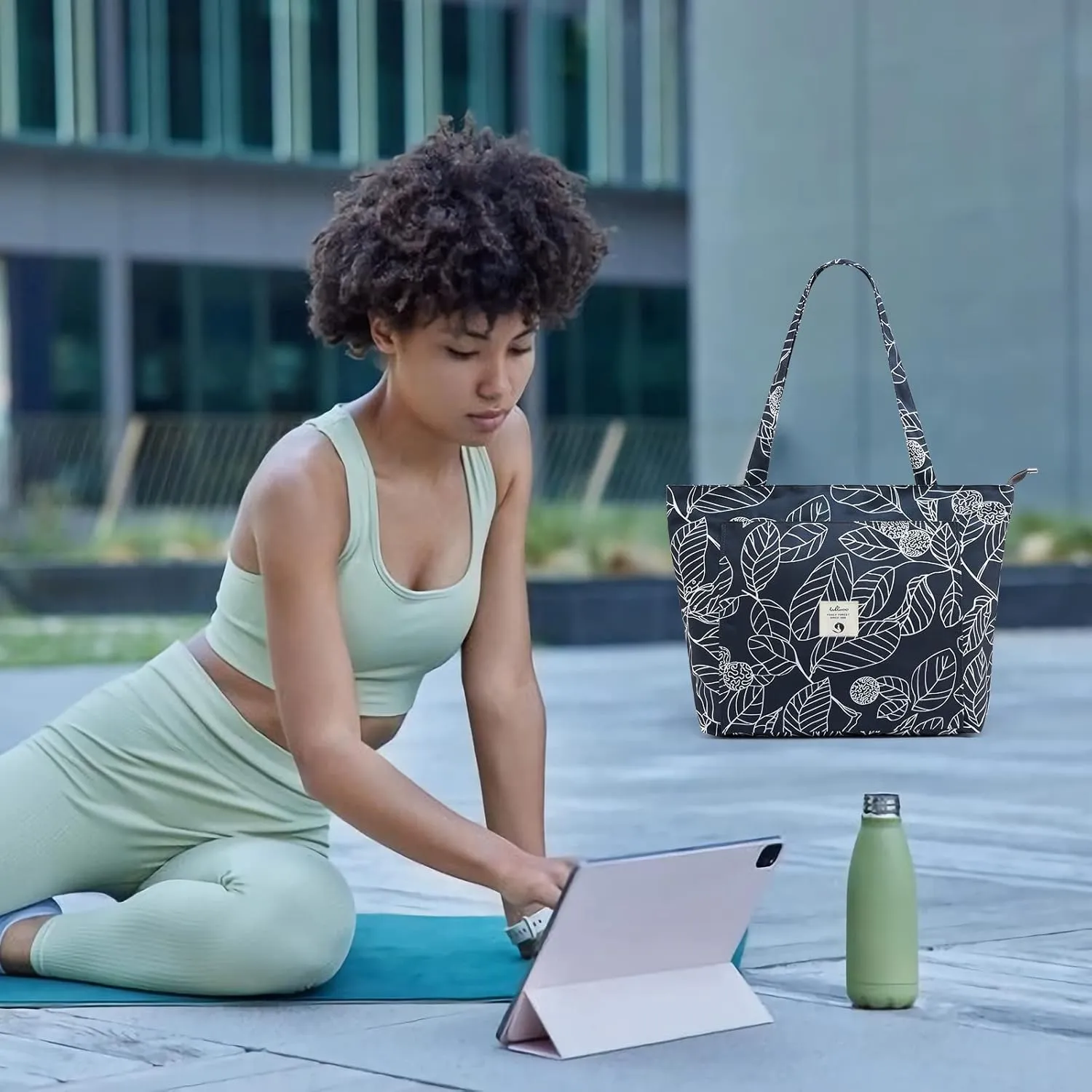 WLLWOO WLLWOO Yoga Bags for Women with Yoga Mats Bags Carrier Carryall Canvas Tote for Pilates Shoulder for Travel Office Beach Workout