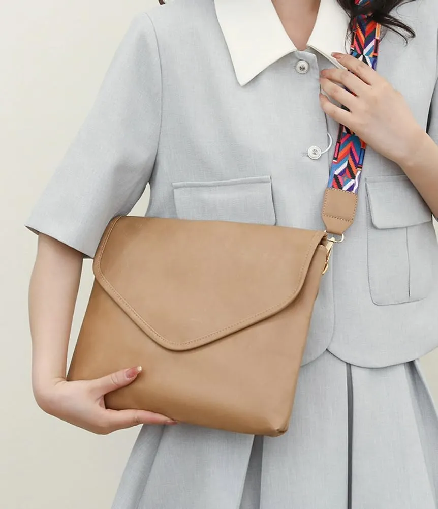 Women's Messenger Bag Leather Shoulder Bag Retro Clutch Purse Crossbody Bag Large Vegan Leather Envelope Bag Handbags