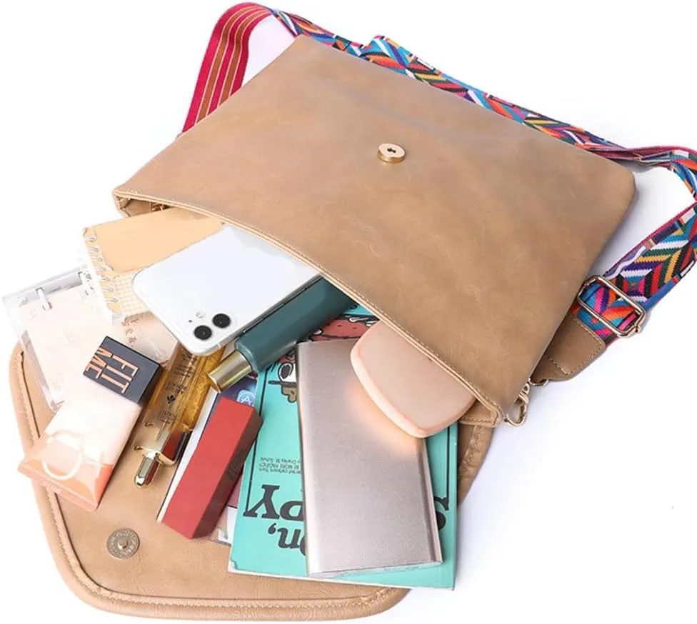 Women's Messenger Bag Leather Shoulder Bag Retro Clutch Purse Crossbody Bag Large Vegan Leather Envelope Bag Handbags