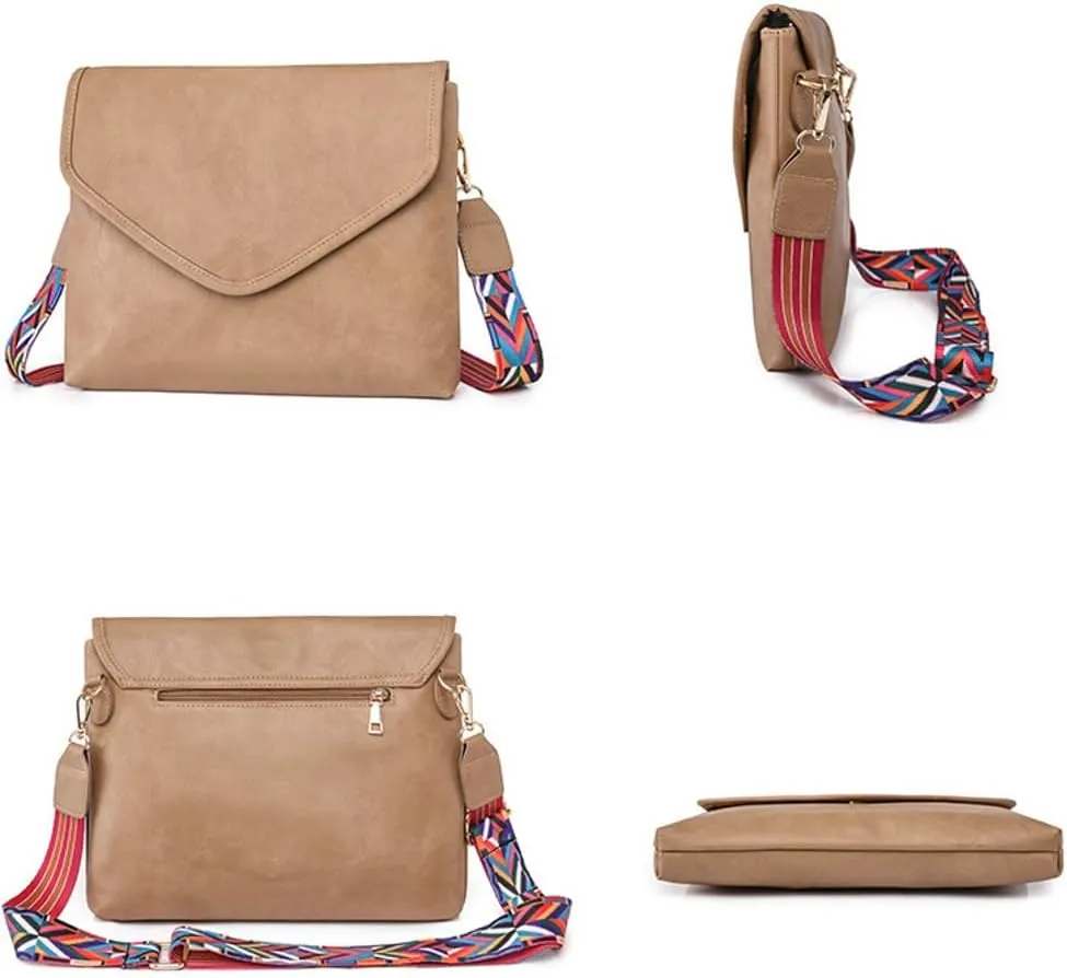 Women's Messenger Bag Leather Shoulder Bag Retro Clutch Purse Crossbody Bag Large Vegan Leather Envelope Bag Handbags