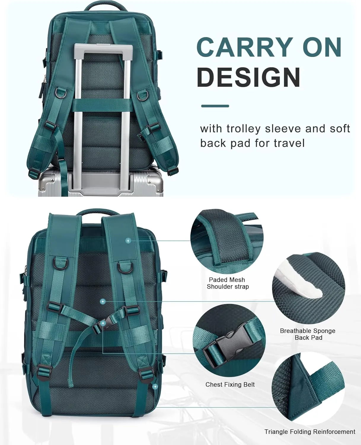 WONHOX Large Travel Backpack Carry on Flight Approved Laptop Work Business Backpack for Women Men Mochila de Viaje