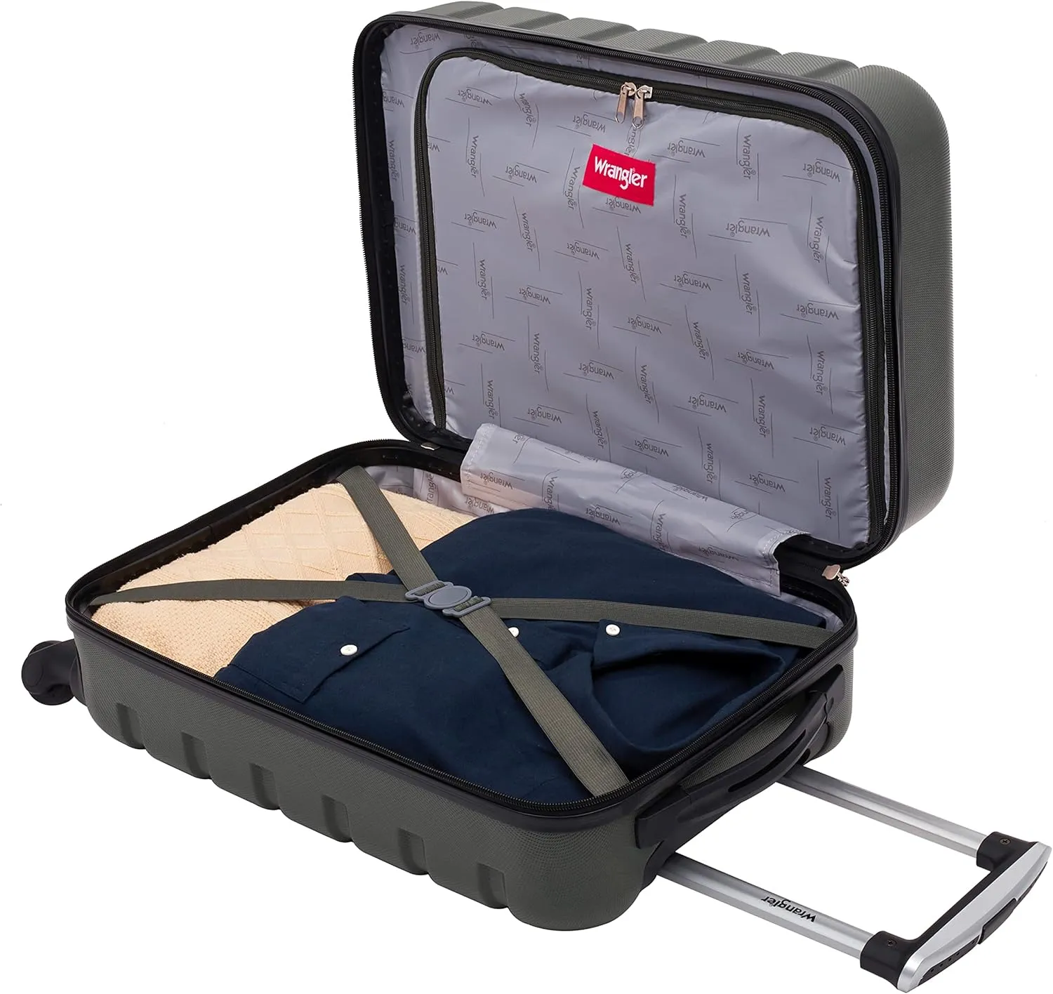 Wrangler Hardside Spinner Carry-On Luggage, Deep Depth, 22-Inch